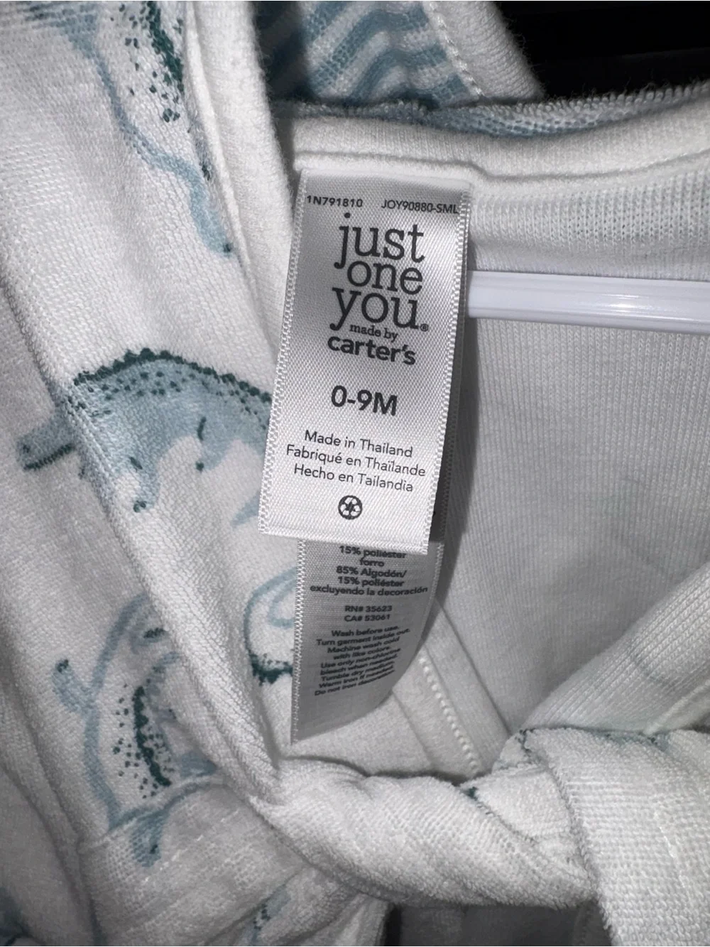 Carter's Just One You Hooded Baby Alligator Robe in White & Teal